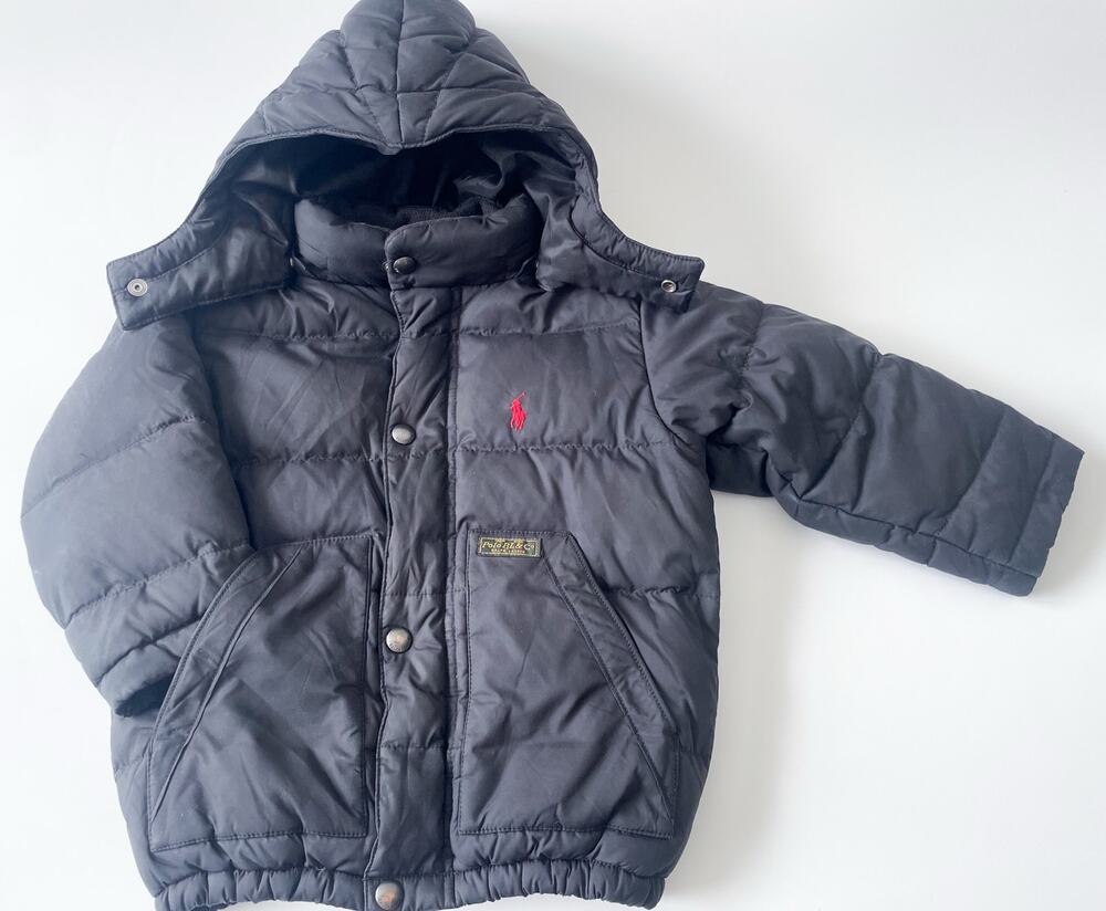 Polo Ralph Lauren Toddler Boy's Down Filled Black Hooded Quilted Puffer Coat  2T